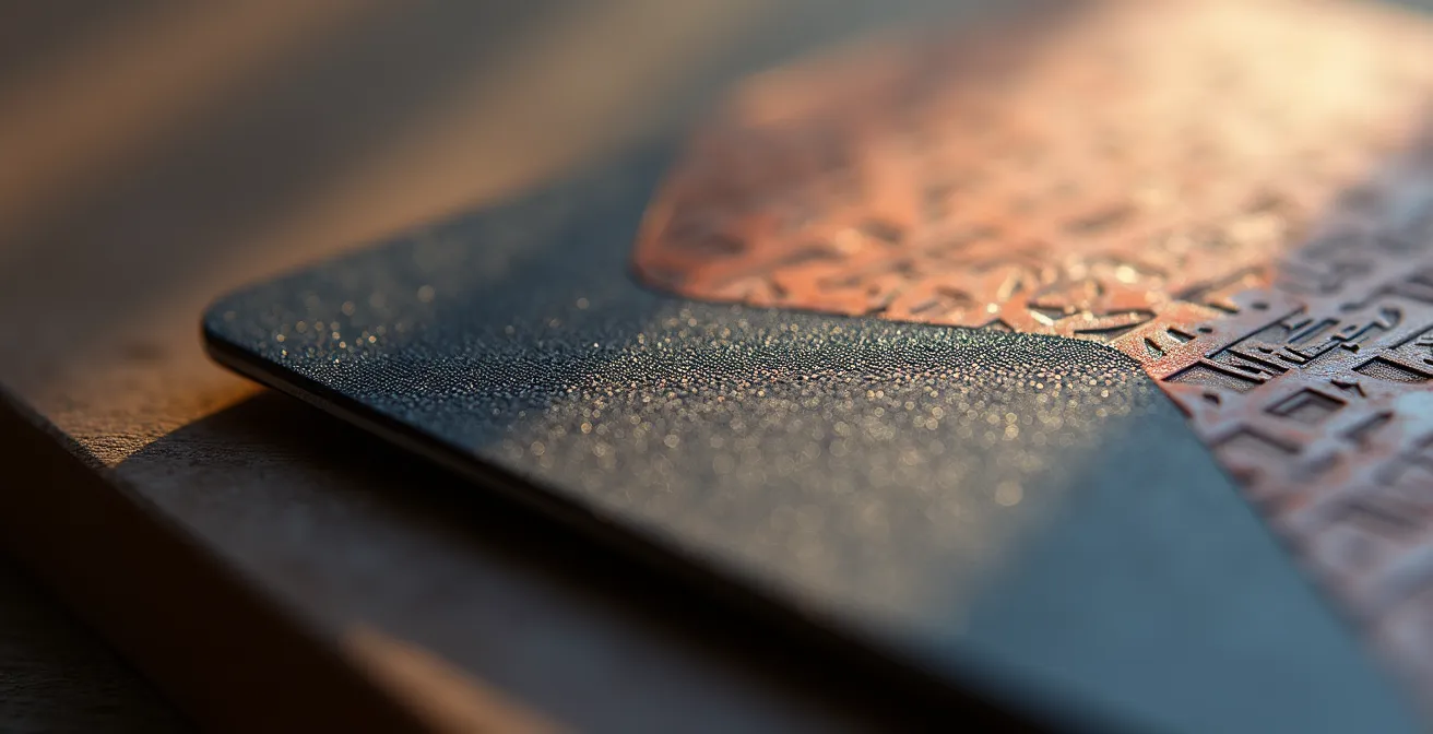 Détail macro d'une carte avec différentes textures visibles